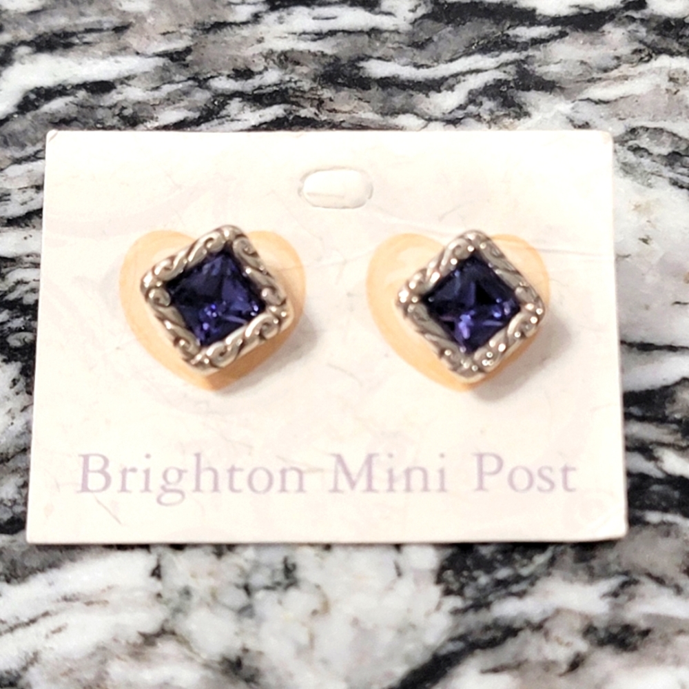 BRIGHTON RETIRED REGINA AMETHYST MINI POST EARRINGS NWT